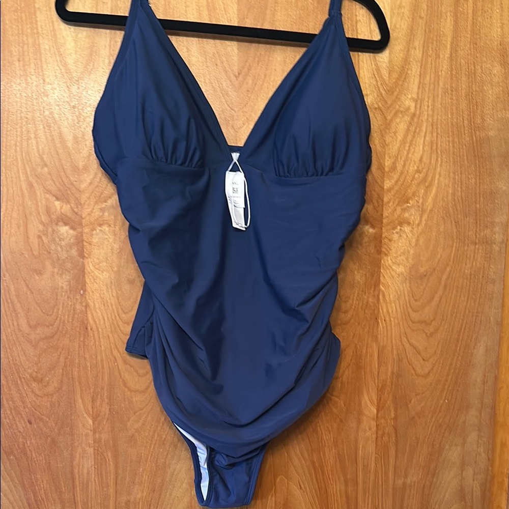 Women’s Navy One-Piece Swimsuit - Classic V-Neck